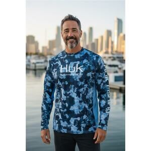 HUK Performance Long Sleeve Fishing Shirt 50+ UPF SZ Medium